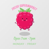 かわいいハッピーラズベリー漫画イラストレーション ウィンドウサイン (シート)