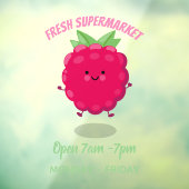 かわいいハッピーラズベリー漫画イラストレーション ウィンドウサイン (シート3)