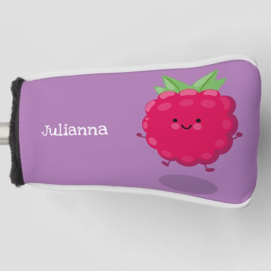 かわいいハッピーラズベリー漫画イラストレーション ゴルフヘッドカバー (正面)