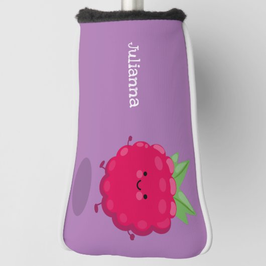 かわいいハッピーラズベリー漫画イラストレーション ゴルフヘッドカバー (回転90)