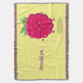 かわいいハッピーラズベリー漫画イラストレーション スローブランケット (正面縦)