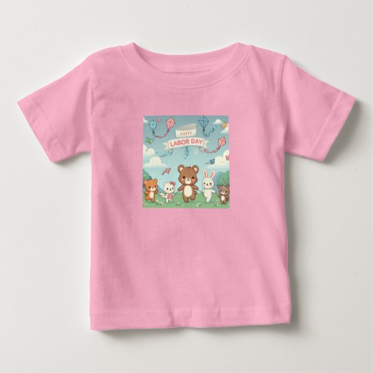 かわいいハッピーラバーデイベビーTシャツ ベビーTシャツ (正面)