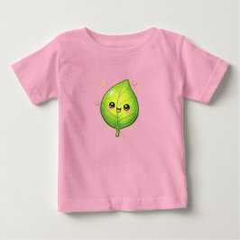 かわいいハッピーリーフ ベビー ファインジャージーTシャツ デザイン ベビーTシャツ