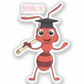 かわいいハッピーレッドアリの漫画 シール (正面)