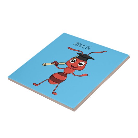 かわいいハッピーレッドアリの漫画 タイル (側面)