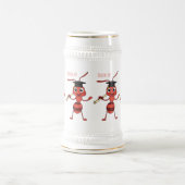 かわいいハッピーレッドアリの漫画 ビールジョッキ (中央)