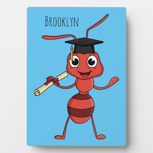 かわいいハッピーレッドアリの漫画 フォトプラーク (正面)