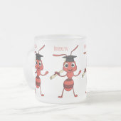 かわいいハッピーレッドアリの漫画 フロストグラスマグカップ (正面左)