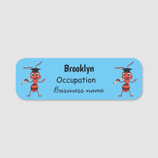 かわいいハッピーレッドアリの漫画 名札 (正面)