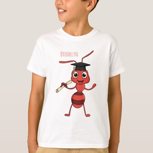 かわいいハッピーレッドアリの漫画 Tシャツ (正面)