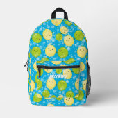 かわいいハッピーレモンとライム漫画イラストレーション プリントバックパック (正面)