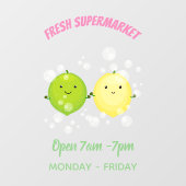 かわいいハッピーレモンライム漫画イラストレーション ウィンドウサイン (シート)