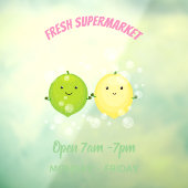 かわいいハッピーレモンライム漫画イラストレーション ウィンドウサイン (シート3)