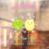 かわいいハッピーレモンライム漫画イラストレーション ウィンドウサイン (シート2)