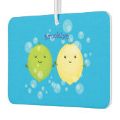 かわいいハッピーレモンライム漫画イラストレーション カーエアーフレッシュナー (左)