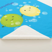 かわいいハッピーレモンライム漫画イラストレーション シェルパブランケット (3/4)