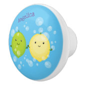 かわいいハッピーレモンライム漫画イラストレーション セラミックノブ (右)