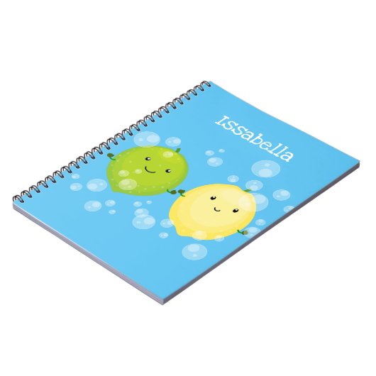 かわいいハッピーレモンライム漫画イラストレーション ノートブック (左側)