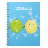 かわいいハッピーレモンライム漫画イラストレーション ノートブック (正面)