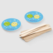 かわいいハッピーレモンライム漫画イラストレーション ハンドファン (組立なし)