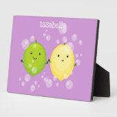 かわいいハッピーレモンライム漫画イラストレーション フォトプラーク (側面)