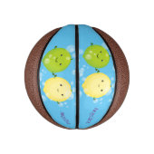 かわいいハッピーレモンライム漫画イラストレーション ミニバスケットボール (縦)