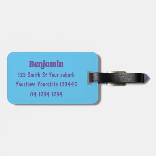 かわいいハッピーレモンライム漫画イラストレーション ラゲッジタグ (裏面横)