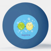 かわいいハッピーレモンライム漫画イラストレーション 卓球ボール (裏面)