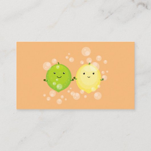 かわいいハッピーレモンライム漫画イラストレーション 名刺 (裏面)