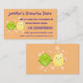 かわいいハッピーレモンライム漫画イラストレーション 名刺 (正面/裏面)