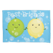 かわいいハッピーレモンライム漫画イラストレーション 枕カバー (正面)