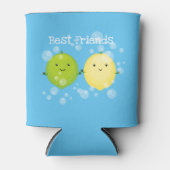 かわいいハッピーレモンライム漫画イラストレーション 缶クーラー (正面)