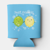 かわいいハッピーレモンライム漫画イラストレーション 缶クーラー (裏面)