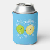 かわいいハッピーレモンライム漫画イラストレーション 缶クーラー (缶裏面)