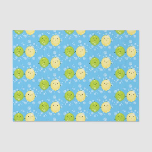 かわいいハッピーレモンライム漫画イラストレーション 薄葉紙 (正面)