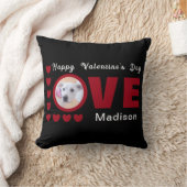 かわいいハッピーヴァレンティーンズデイドッグラブハートレッド クッション (ブランケット)