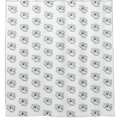 かわいいハッピー幽霊 シャワーカーテン (正面)