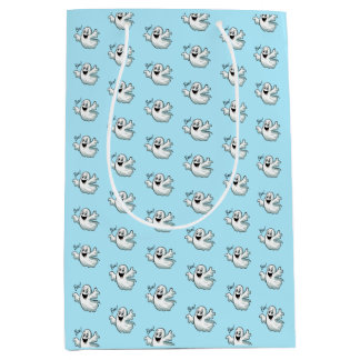 かわいいハッピー幽霊 ミディアムペーパーバッグ