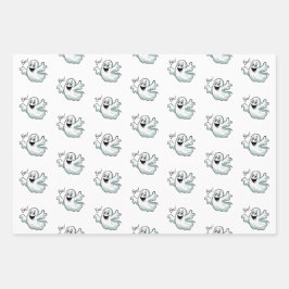 かわいいハッピー幽霊 ラッピングペーパーシート