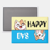 かわいいハッピー悲しい漫画キャット、おもしろい&シンプルカスタム マグネット (正面/裏面)