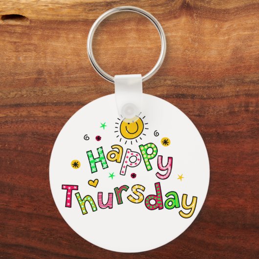 かわいいハッピー木曜日の週の挨拶文字式 キーホルダー (正面)