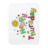 かわいいハッピー木曜日の週の挨拶文字式 マグネット (縦)