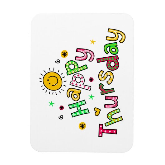 かわいいハッピー木曜日の週の挨拶文字式 マグネット (縦)