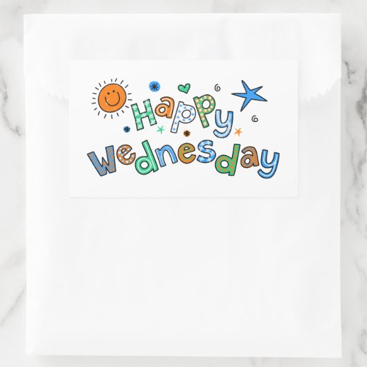 かわいいハッピー水曜日の週の挨拶文字式 長方形シール (バッグ)