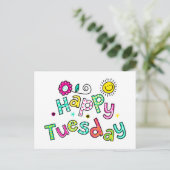 かわいいハッピー火曜週あいさつ文文字式 ポストカード (スタンド正面)