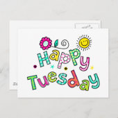かわいいハッピー火曜週あいさつ文文字式 ポストカード (正面/裏面)
