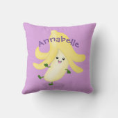 かわいいハッピー踊りバナナ漫画イラストレーション クッション (裏面)