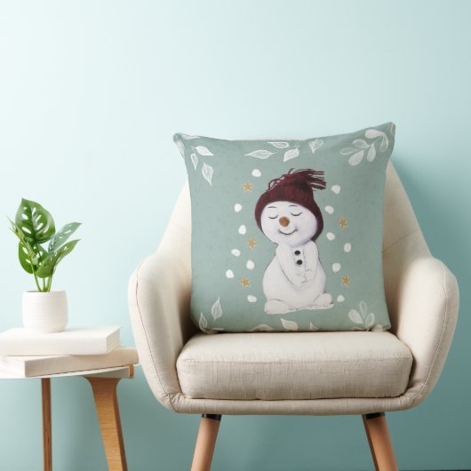 かわいいハッピー雪だるまウィンターブルークリスマス クッション (椅子)