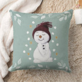 かわいいハッピー雪だるまウィンターブルークリスマス クッション (ブランケット)