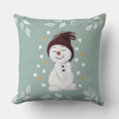 かわいいハッピー雪だるまウィンターブルークリスマス クッション (正面)